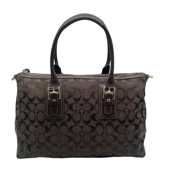 Coach | Bags | Coach Brown Signature Canvas Satchel Bag F5671